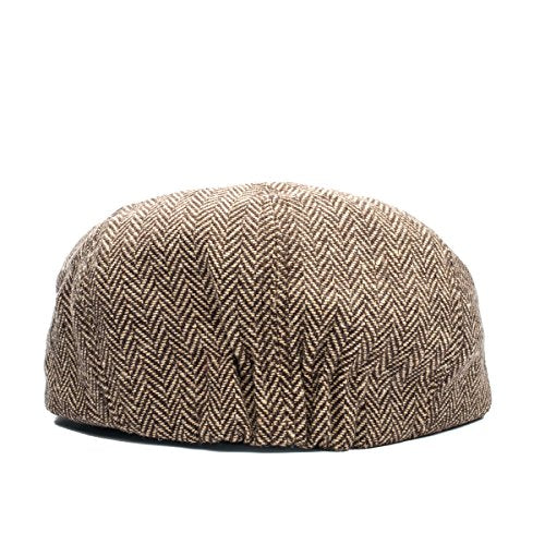 Baby Boy Ring Bearer Pageboy Scally Cap Flat Ivy Newsboy Tweed Golf Cap Hat - color: Brown Herringbone, size: 12-24 Months