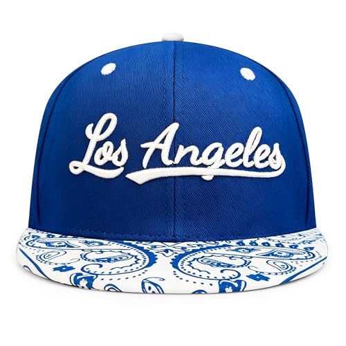 Classic Vintage Embroidered Fashionable Baseball Cap, Snapback Trucker Hat for Men & Women, Adjustable Flat Bill Hats - color: R-blue&white