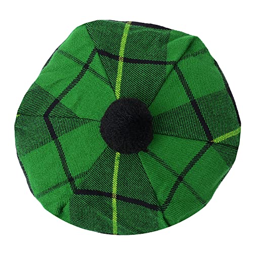 HAAUR Scottish Tammy Hat Traditional Kilt Tam o' Shatner Acrylic Wool Flat Bonnet Various Tartans with Pompom One Size - color: Hunting Wallace