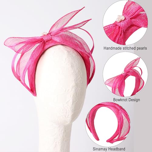 Women's Fascinators Hats Wedding Sinamay Headband Church Cocktail Dresses Headwear Tea Party Hat Accessories - color: A Rose