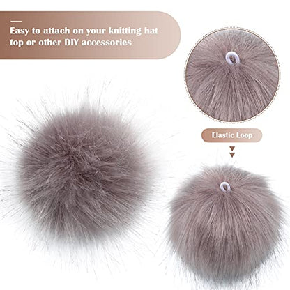 Tatuo 16 Pcs Faux Fur Pom Poms for Hats, Gray - color: Gray