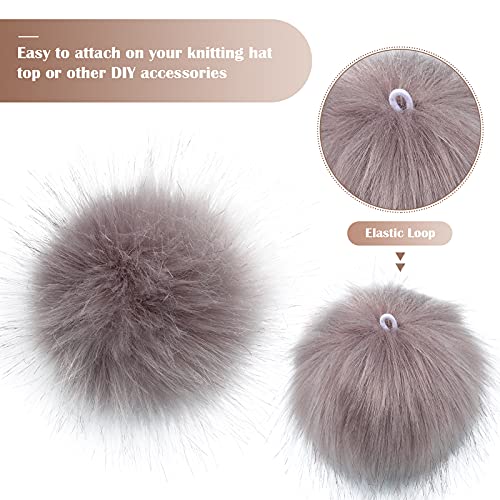 Tatuo 16 Pcs Faux Fur Pom Poms for Hats, Gray - color: Gray