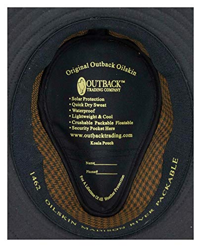 Outback Trading Company Unisex 1462 Madison River Sun-Protective Waterproof Crushable Cotton Oilskin Hat - color: Brown, size: Large