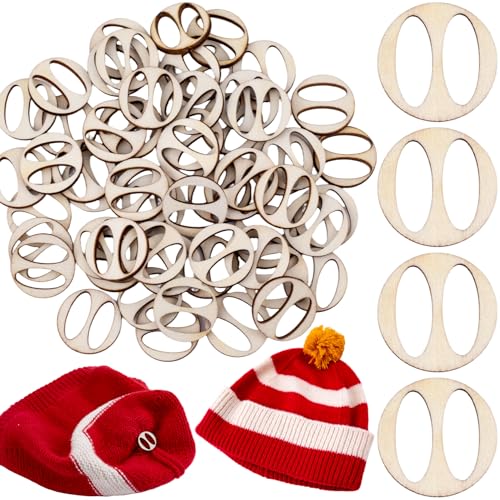 40pcs Wooden Hat Pom Poms Buttons, 20mm Removable Knitted Hat Button, Faux Fur Fastener Sewing Accessories for Crochet Knitting Beanies- Light Brown(A) - color: Light Brown-B-40pcs