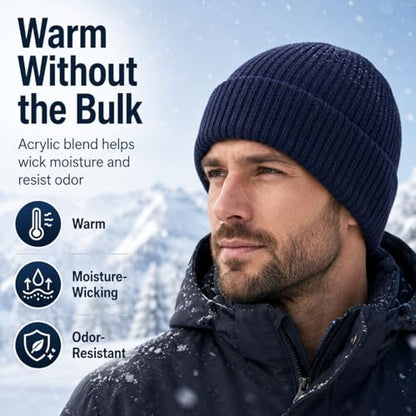 Oversize XXL Winter Beanie Knit Hat for Men - color: E1-navy