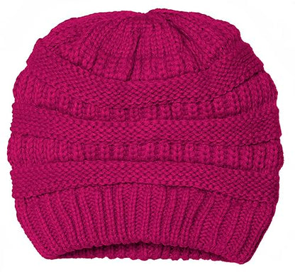 Gravity Threads Knit Soft Stretch Beanie Cap - color: Hot Pink