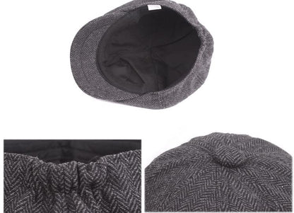 Men's 8 Panel Newsboy-Cap Cotton Gatsby Ivy Golf Adjustable-Flat- Caps Driving-Hat - color: Grey