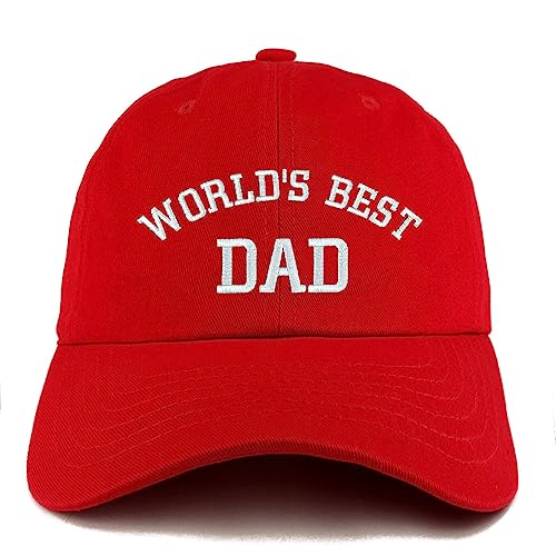 Trendy Apparel Shop World's Best Dad Embroidered Low Profile Soft Cotton Dad Hat Cap - color: Red 2