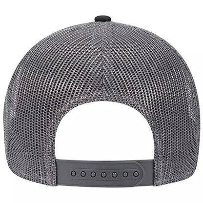 Ashen Fane 6 Panel Low Profile Contrast Vertical Mesh Back Snapback Hat - color: Blk/Blk/Ch.gry