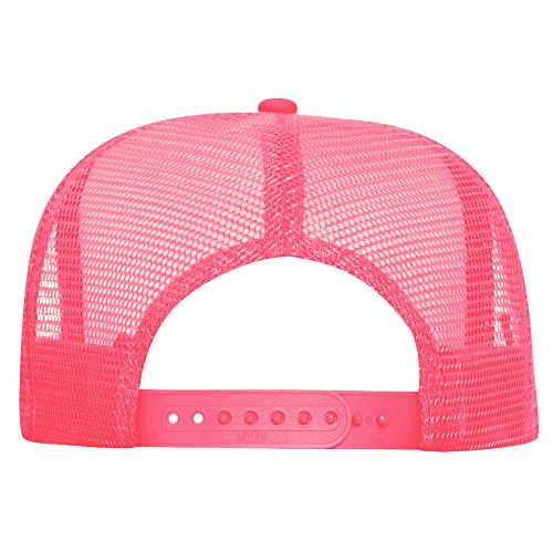 OTTO Neon Polyester Foam Front 5 Panel High Crown Mesh Back Trucker Hat - color: N.pnk/Wht/N.pnk