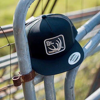 Red Dirt Hat Company Wildlife Hat | 5-Panel Western Adjustable Snapback Cap - color: Deer Shed - Black