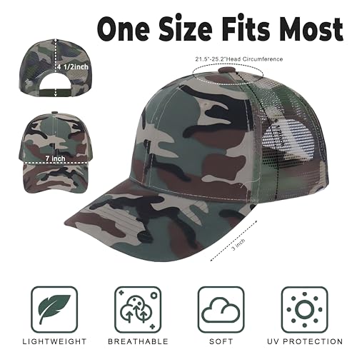ZH 12 Pack Mesh Trucker Hats, Bulk Baseball Caps for Men and Women, Trucker Cap Wholesale - color: Camo