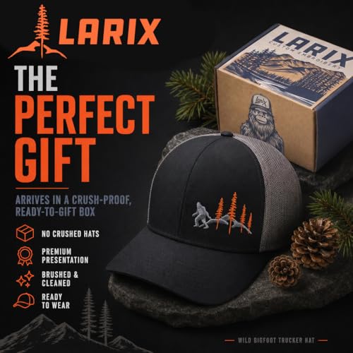 LARIX Trucker Hat Men - Snapback Cap with Breatheable Mesh Back, Hats for men, Mens Hat, Mens Trucker Hats - color: Black Gray (Wb)