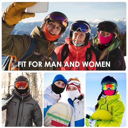 ZUMULIAN Balaclava Ski Mask for Adult, Full Face Mask Winter Fleece Thermal Cold Weather Outdoors Cover for Men Women 2 Packs - color: Black+purple