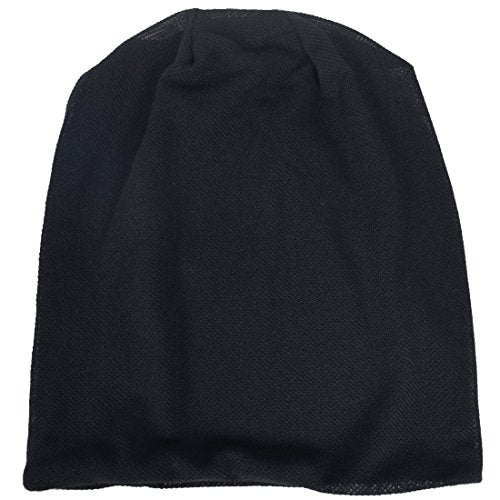Mens Slouch Hollow Beanie Summer Skullcap B090 - color: Solid-black