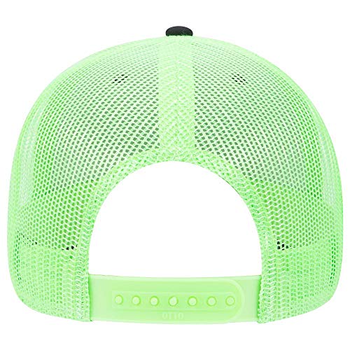 OTTO 6 Panel Low Profile Contrast Vertical Mesh Back Cap - color: Blk/Blk/N.grn