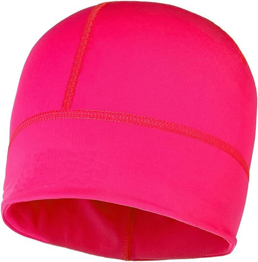 SLS3 Runners Hats for Men Women, Thin Winter Helmet Liner, Moisture Wicking Cycling Skull Cap, Cold Weather Workout Beanie - color: Pink