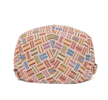 Quanhaigou Unisex Denim Newsboy Hats Flat Ivy Gatsby Cabbie Driving Berets Hat Cotton Dad Cap for Men Women - color: Plaided Pink