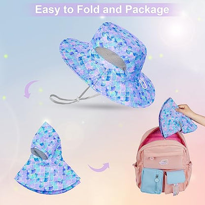ICOSY Kids Sun Hat, UPF 50+ Girls Beach Hat for Toddler Kids - color: Blue