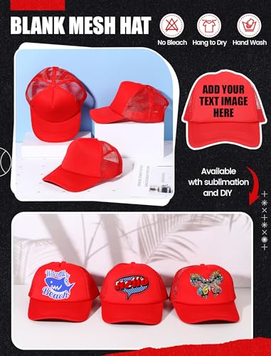 Tarpop 10 Pcs Sublimation Blank Trucker Hats Bulk - color: Red