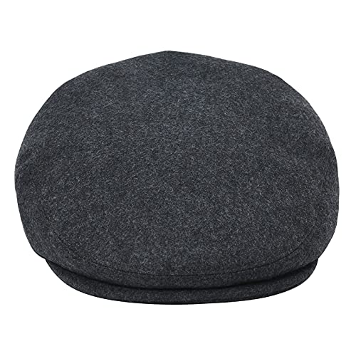 FEINION Men's Wool Tweed Newsboy Ivy Cap Gatsby Golf Flat Hat - color: Dark Grey, size: 7 1/2