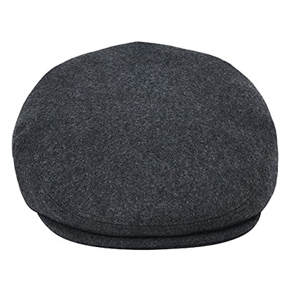 FEINION Men's Wool Tweed Newsboy Ivy Cap Gatsby Golf Flat Hat - color: Dark Grey, size: 7 1/2