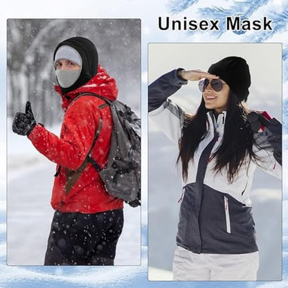 Frienda 2 Pcs Balaclava Ski Mask Windproof Warmer Fleece Adjustable Winter Mask Face Cover for Men Women - color: Black Mixed Grey,wine Red