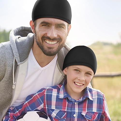 Boao Doo Rags Skull Cap for Men Sweat Wick - color: Black, size: Small