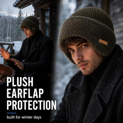 Waterproof Winter Warm Beanie with Ear Flaps for Men - color: Grey, size: X-Large-XX-Large
