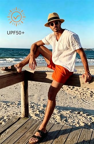 Straw Fedora Hat for Women Men Short Brim Panama Hats Derby Trilby Hats Breathable Packable Summer Beach Sun Hat - color: Khaki Black