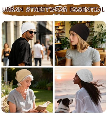 100% Cotton Thin Summer Slouchy Beanie Hat for Women Men Chemo Cap - color: 1pc White, size: Large