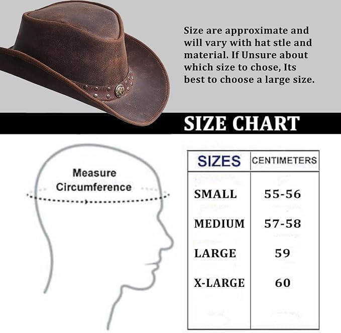 Unisex Leather Cowboy Hat Lightweight Handcrafted Western Shapeable Wide Brim | Western Hats for Men Black - color: Reddish Bull, size: X-Large