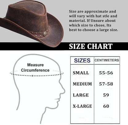 Unisex Leather Cowboy Hat Lightweight Handcrafted Western Shapeable Wide Brim | Western Hats for Men Black - color: Reddish Bull, size: X-Large