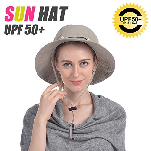 USHAKE Head Net Hat, Safari Hat Sun Hat Bucket Hat with Hidden Net Mesh - color: Khaki+khaki