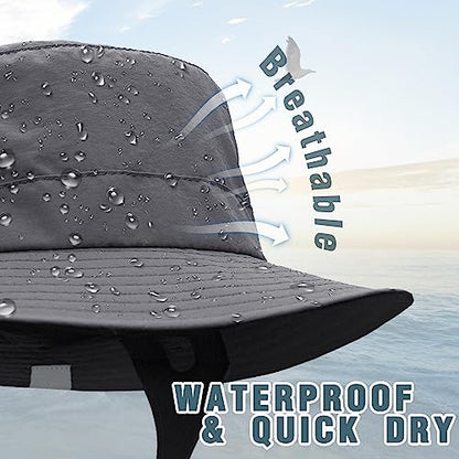 Seektop Surf Bucket Hat with UPF 50+ UV Protection, Waterproof Surfing Hat - color: Dark Gray