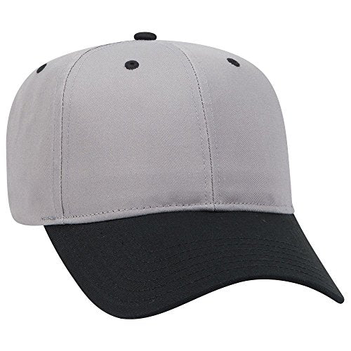 OTTO 6 Panel Pro Style Cotton Blend Twill Cap - color: Blk/Gry