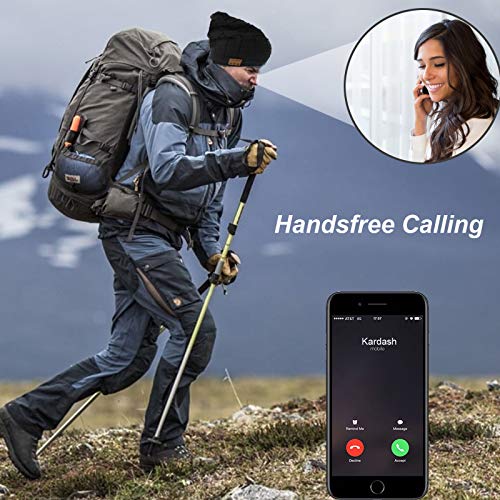 Wireless Beanie Hat for Men Women Wireless Headset Headphones Music Audio Unisex Women Boys Girls Winter Cap with Mic Stereo Speaker Handsfree Outdoor Sports Earphones - color: Black L