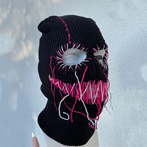 Balaclava Distressed Halloween Funny Balaclava Face Mask Scary Balaclava Hooded Party Hat Knitted Hat Beanies - color: J
