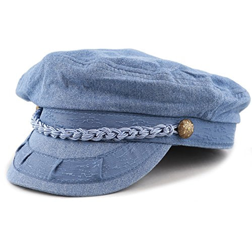 The Hat Depot Unisex Cotton Yachting Style Sailing Greek Fisherman Cap hat - color: Blue, size: Large-X-Large