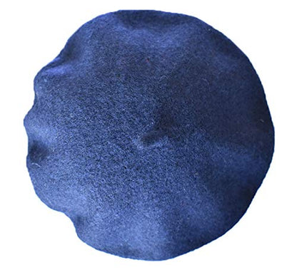 Kids Girls Boys Solid Color Classic French Style Beret Beanie Hat - color: Navy Blue