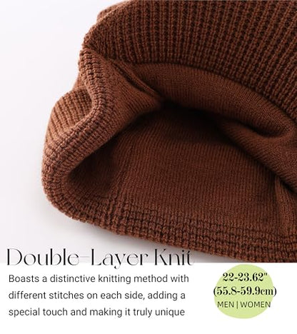 Home Prefer Mens Wool Blend Winter Hat Double-Layer Warm Knit Pre-Curve Visor Beanie Brimmed Beanies Hat for Men Women - color: Brown
