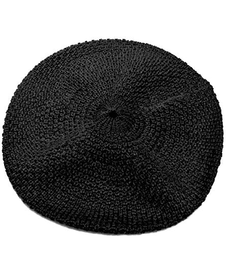 100% Pure Alpaca Knit Beret - Soft Slouchy Style Tam for Women - color: Black