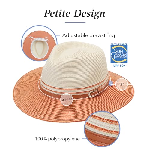 Wallaroo Women’s Petite Kristy Fedora (Ivory/Stone, Small) – UPF 50+ UV Sun Protection, Packable, Adjustable, Small Size – Fedora Sun Hat for Travel, Hiking, Outdoor Adventures | Year Round