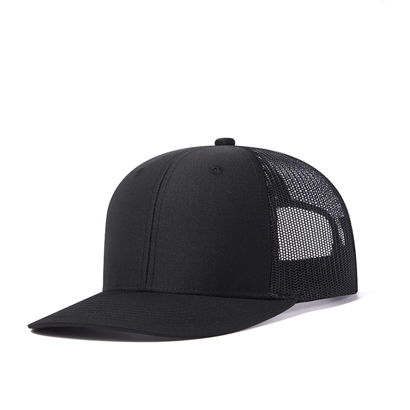 TOPTIE 6-Panel Baseball Cap, Adjustable Snapback Trucker Hat with Mesh - color: Black