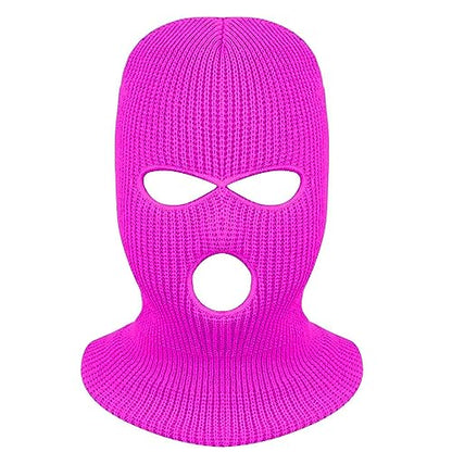 3-Hole Full Face Mask Cover Ski Mask Winter Balaclava Cap - color: Hot Pink