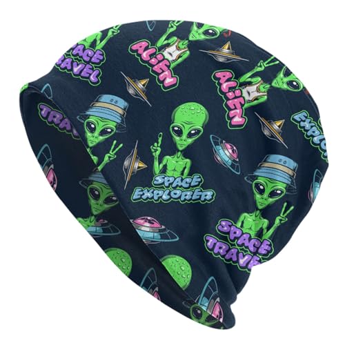 Beanie Hat for Men Women Slouchy Beanie Skull Sleep Cap Soft Lightweight Chemo Hat Stretch Cancer Headwear - color: Alien