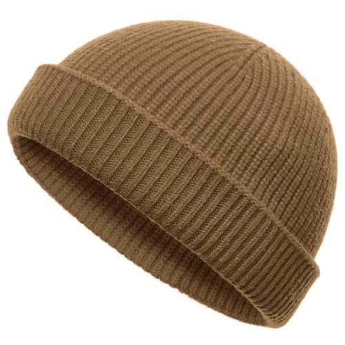 vidsel Thin Wool Fisherman Beanie Hat for Men Women Fall Winter Fashion Cap - color: 1-khaki