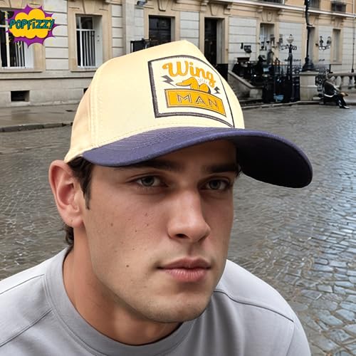 Popfizzy Funny Hats for Men and Women, Fun Adult Baseball Cap, Funny Birthday Gifts for Women and Men, Cool Dad Hat Gift Idea - color: Wing Man (Blue)