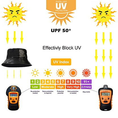 Reversible PU Leather Bucket Hats for Women Solid Color Double Wear Summer Hat Unisex - color: Black