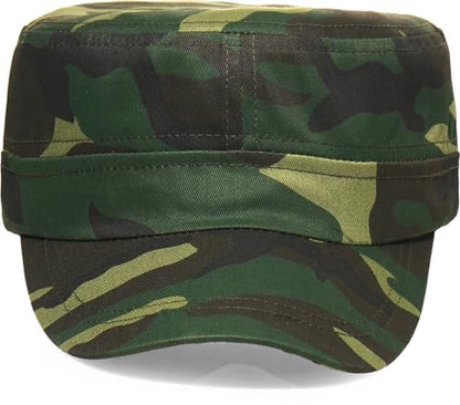 Unisex Basic Cadet Army Caps Everyday Military Style Hat - color: Camo-green